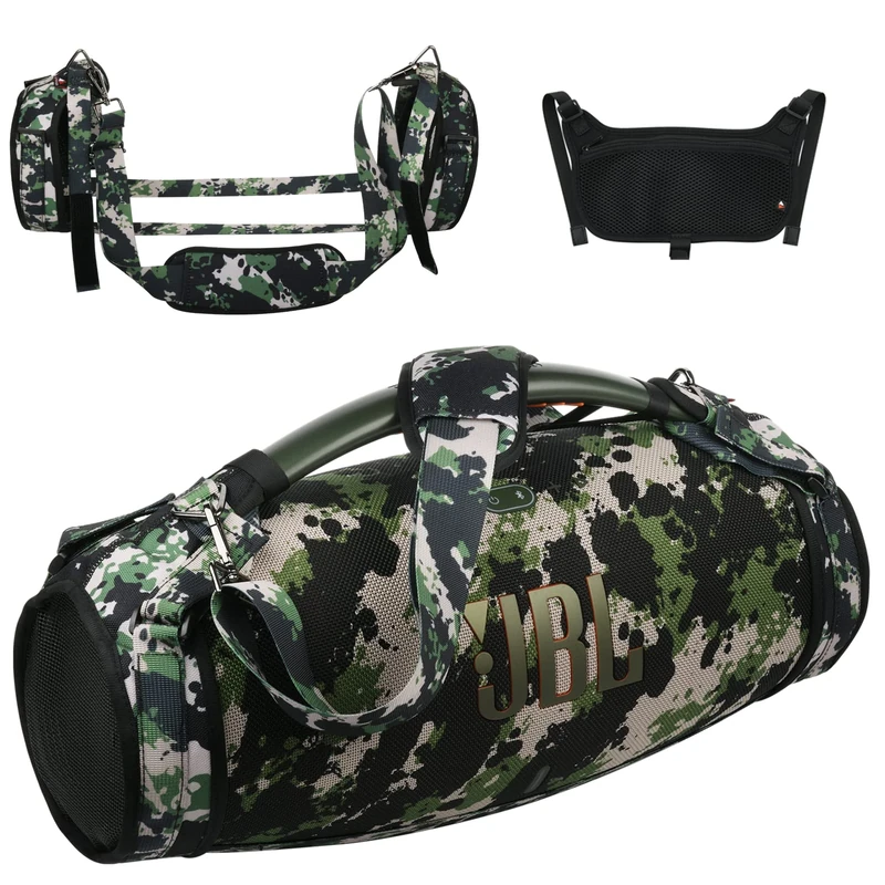 TXEsign Travel Carrying Strap for JBL Boombox 3, Shoulder Strap with Two Side Covers Travel Carrying Pouch (Camo)