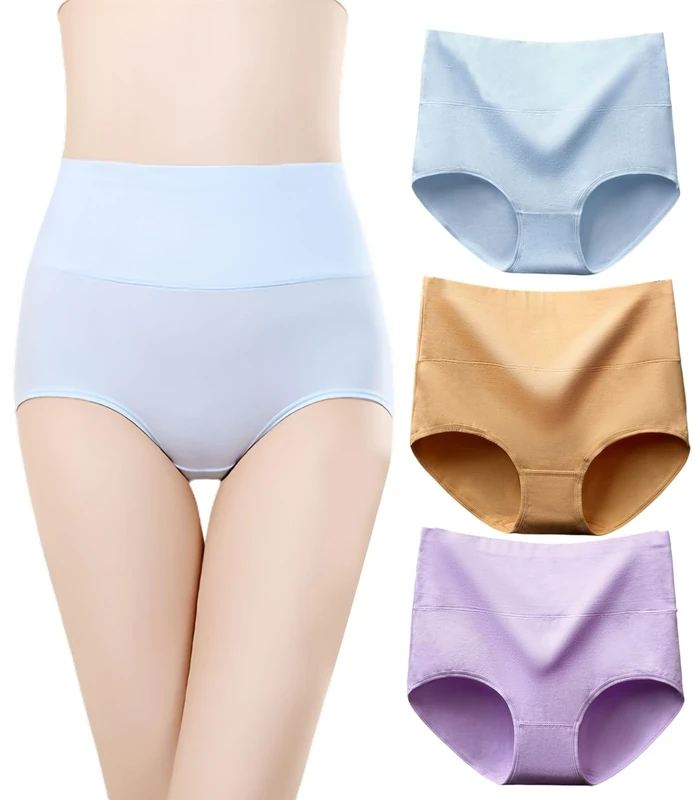 marysgift Knickers for Women Ladies Briefs Multipack Cotton Underwear High Waisted Panties Full Briefs Pack of 3 Multicolor UK 12 14 XL B04
