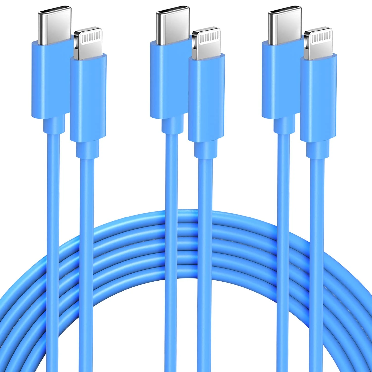 Avoalre 2M USB C to Lightning Cable 3Pack - MFi Certified Fast Charging Compatible with iPhone 14/13/12/11 Pro Max/X/XS/XR/iPad Pro/MacBook Air/iPod - Blue