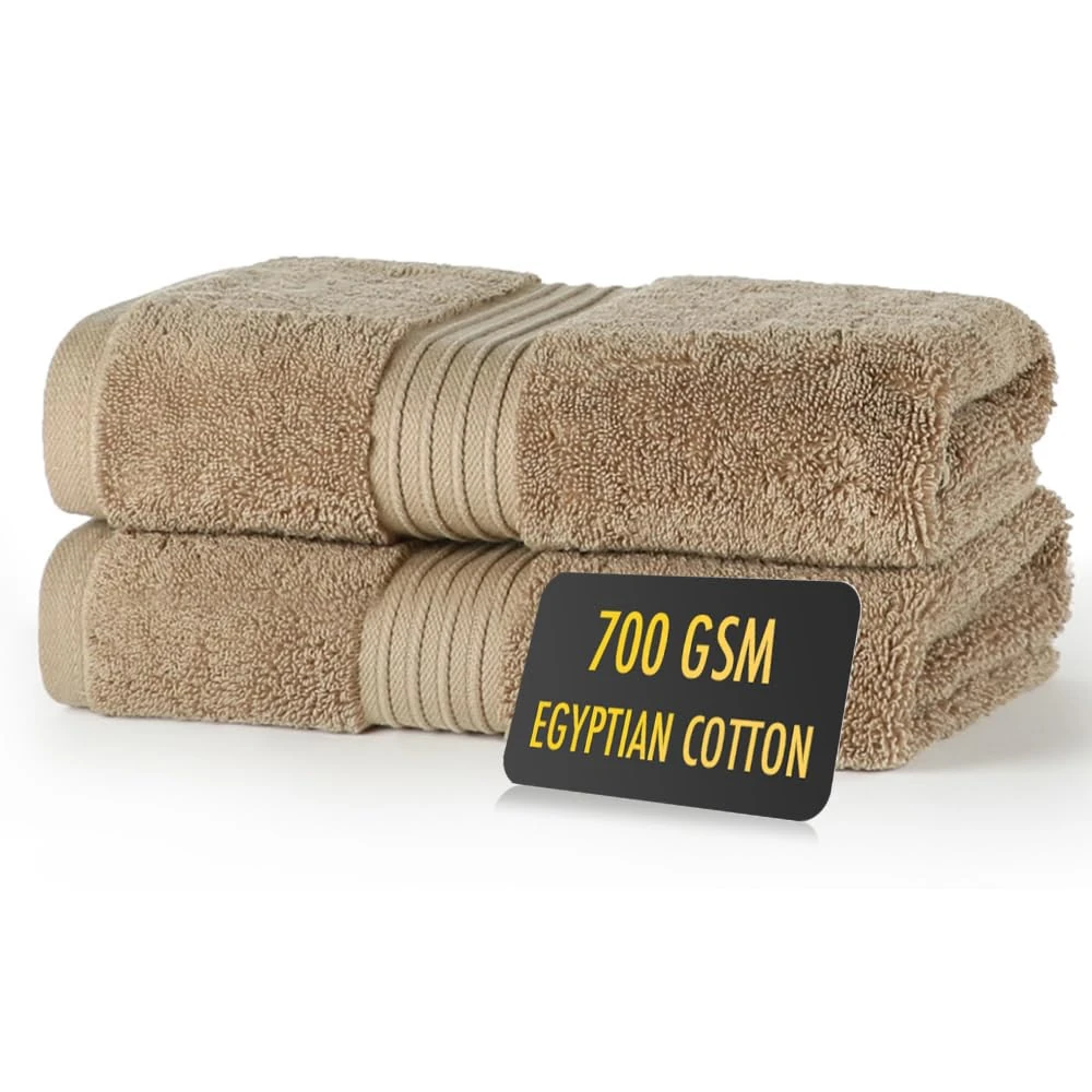 ALSAP Brown Hand Towels Pack of 2 - Ultra Soft Super Absorbent 700 GSM Egyptian Cotton Towels - Bathroom Linen Sets - Luxury Hotel Quality Cotton Hand Towels Set Convenient Size 50x85 cm