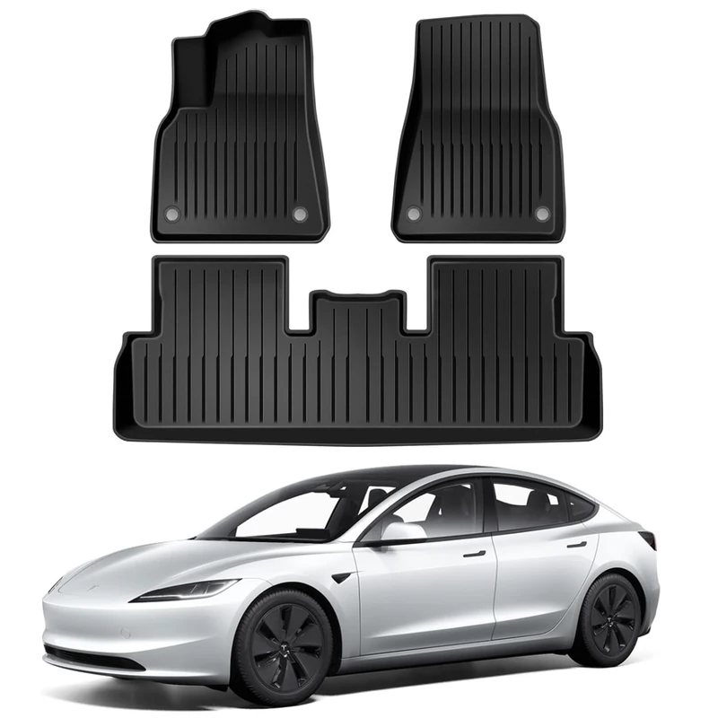 Pedigree Floor Mats Compatible with Tesla Model 3, Custom Fit Floor Liners for 2021 2022 2023 Tesla Model 3, 1st & 2nd Row All Weather Protection