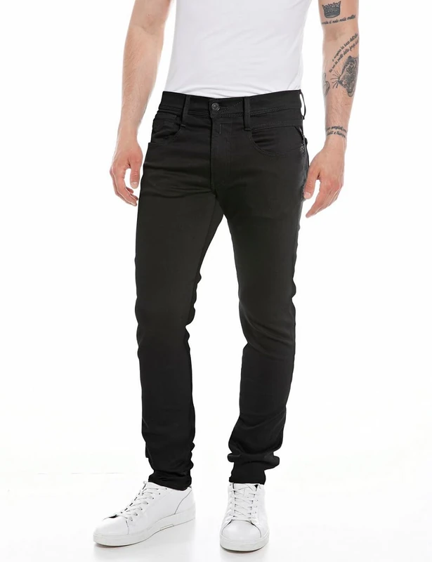 Replay Men's Jeans Anbass Slim-Fit Hyperflex with Stretch, Black (Black 098), 36W / 36L