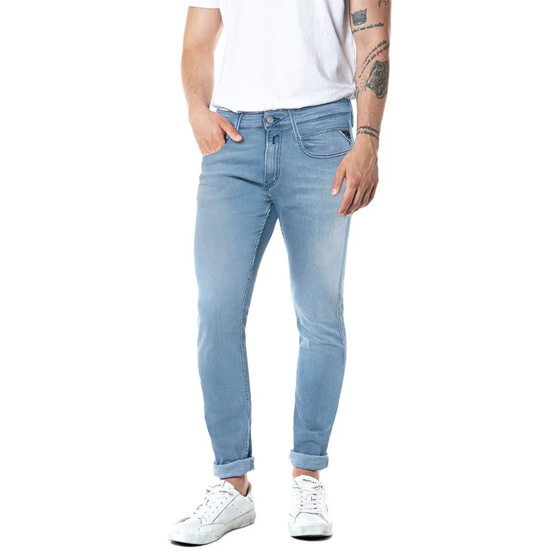 REPLAY Men's M914Y Power Stretch Jeans, Light Blue 010, 30W / 30L