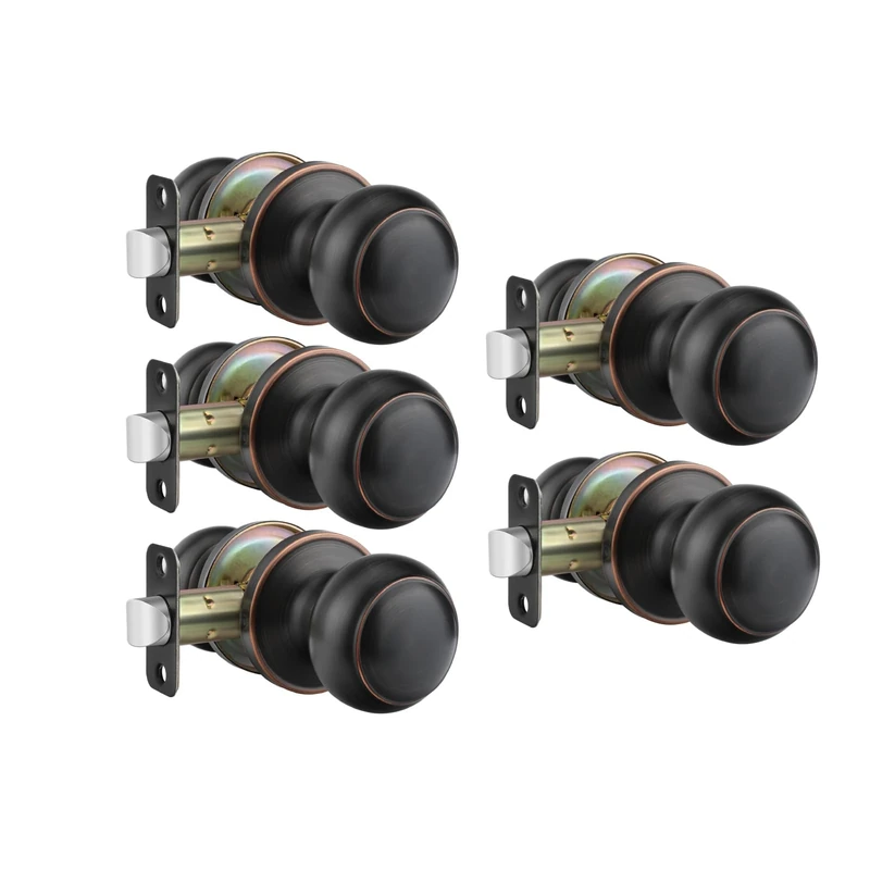 Haidms 5Packs Oil Rubbed Bronze Passage Door Knobs, Black Closet Door Knobs,Passage Door Knobs Interior for Closet or Hall