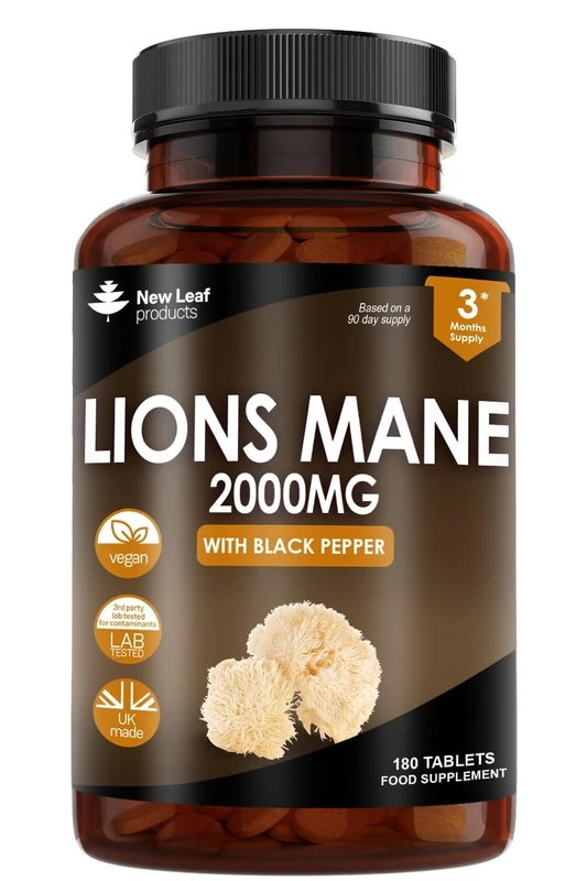 New Leaf Products Lions Mane Mushroom 2000mg Extract - 180 Vegan Tablets