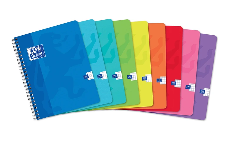 Oxford Pack of 60 Color Life Notebooks 17 x 22 cm Small Squares 5 mm 100 Pages Integral Bound Card Cover Assorted Colours