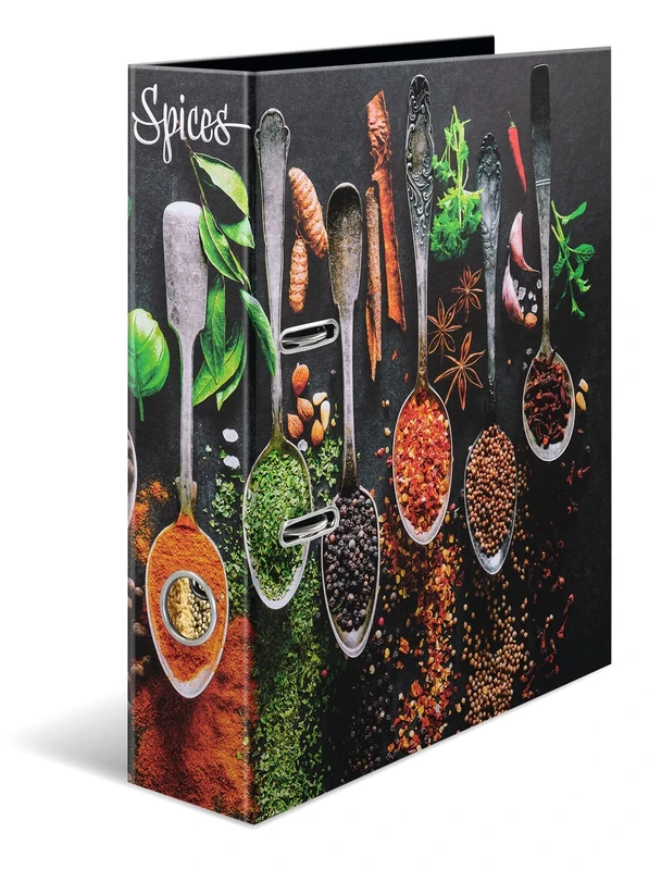 HERMA A4 Recipe Binder Spices Set, 5 Pack, 7cm Wide, DIY Recipe Organizer, Gloss Finish Recipe Book Design with Inner Print