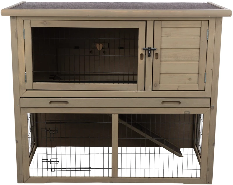 natura small animal hutch with outdoor run, 116 × 97 × 63 cm, grey-green