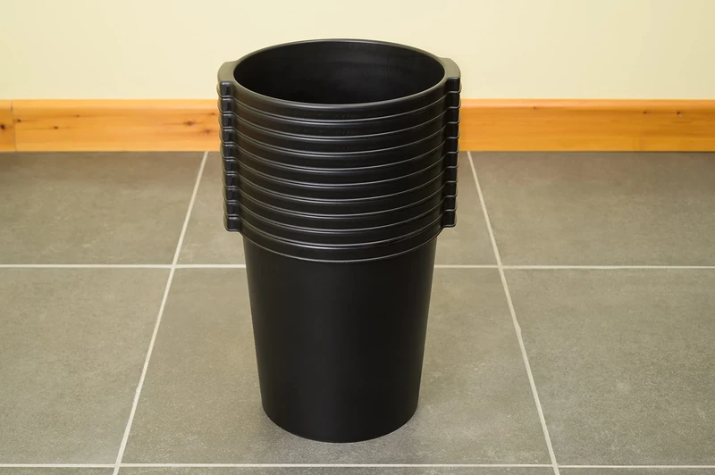 Djois Re-Solution Round Stackable Wastepaper Bin with Handles, 330mm x 315mm, 18 litres, Black (Pack of 10)