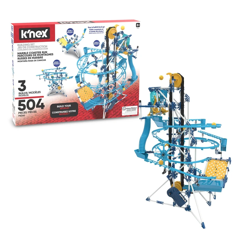 K'Nex | Marble Run 3 Model Building Set (Motorised) | 350+ Pieces, STEM Learning Education Toy for Children, Engineering Construction for Kids, Boys and Girls Ages 3+ | Basic Fun 12467