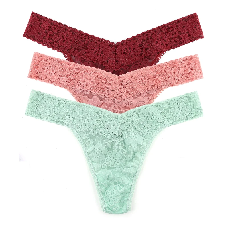 hanky panky 3PK ORG RISE THONGS IN POLYBAG, Shiraz, Antique Rose, Cool Sage, One size