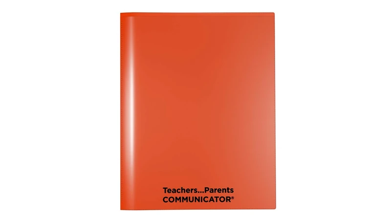 Nicky's Folder® English Communicator, Parent-Teacher Folder, Patented Tear-Resistant, Flexible Plastic, 2 Inside Pockets, 2 Exterior Sleeves, Letter Size Paper, Single Color (24 Pack) (Orange)