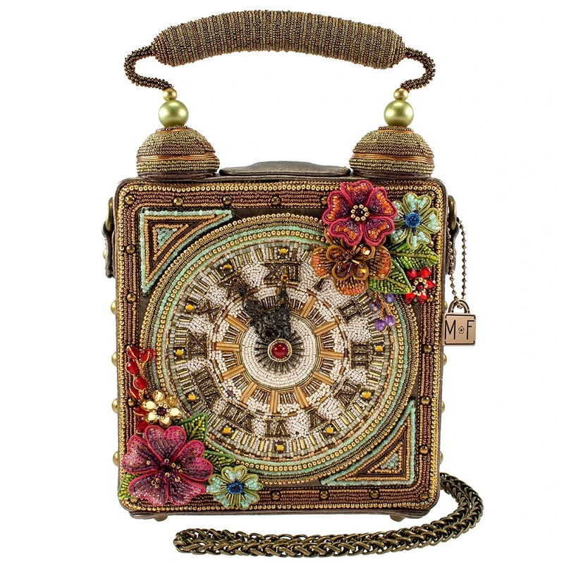MARY FRANCES Women's Time of Your Life Top Handle Clock Handbag, Multi