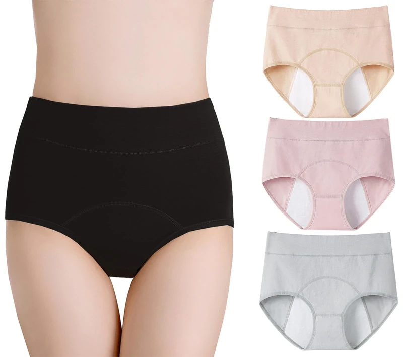 marysgift Ladies Menstrual Pants Heavy Period Proof Underwear Postpartum Panties Pack of 3 (D02,3XL UK 14 16)