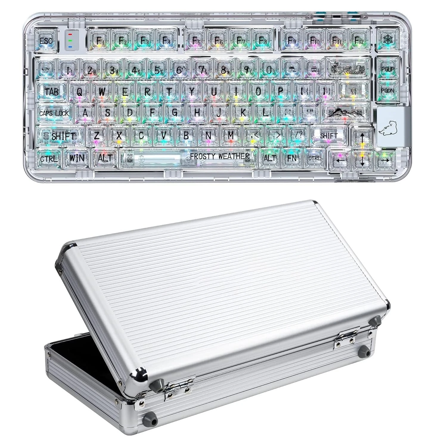 YUNZII CK75 Gaming Keyboard, Wireless Hot Swappable Mechanical Keyboard for Gaming, Home, Transparent Gasket Mounted Keyboard for Windows, Mac(Ice Blade Switch,White and Metal Box)