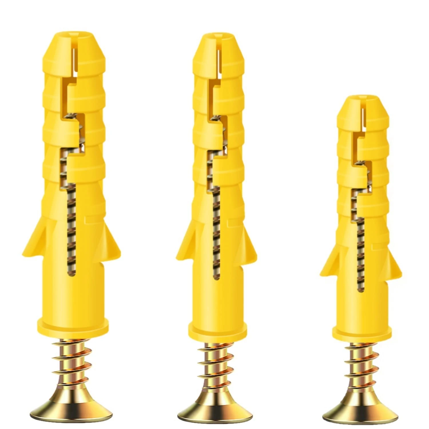 100 Pcs Screws and Wall Plugs Set,Masonry Brick Concrete Fixings Plugs Assortment Kit,Rawl Plugs and Screws in Compartment Box,Zinc Galvanized 3 Different Size.