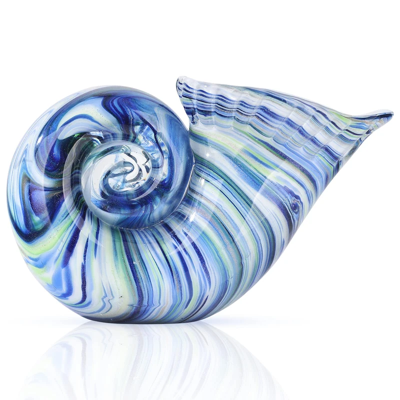 DOVDOV Hand Blown Glass Shell Decoration, Art Glass Conch Sculpture, Colorful Shell Statue for Room Office Coffee Table Living Room TV Stand Cum Home Decoration.