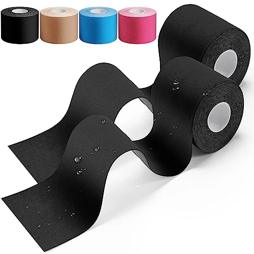 HONYAO Kinesiology Tape 2 Rolls, Physio Tape for Shoulder, Back, Knee, Elbow and Neck, Sports Tape, Skin Friendly, Elastic & Waterproof