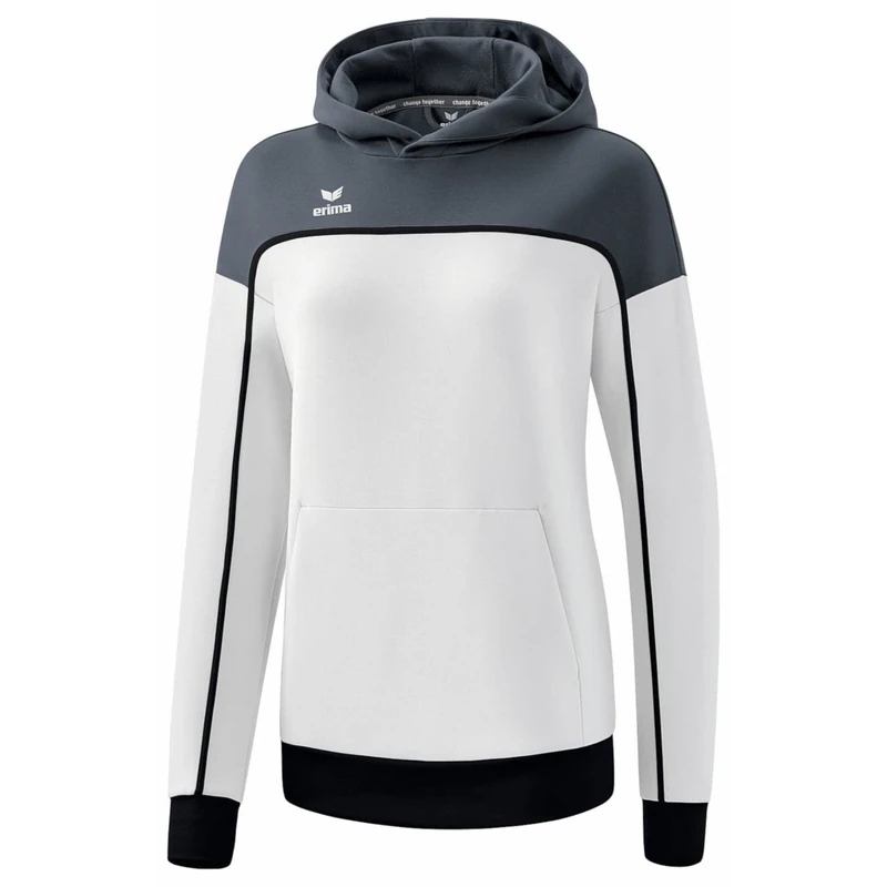 Erima Unisex Women's „CHANGE hooded sweatshirt, white/slate grey/black, 40