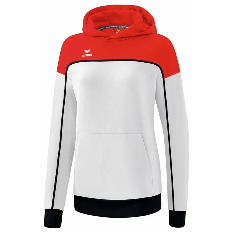 Erima Unisex Women's „CHANGE hooded sweatshirt, white/red/black, 40