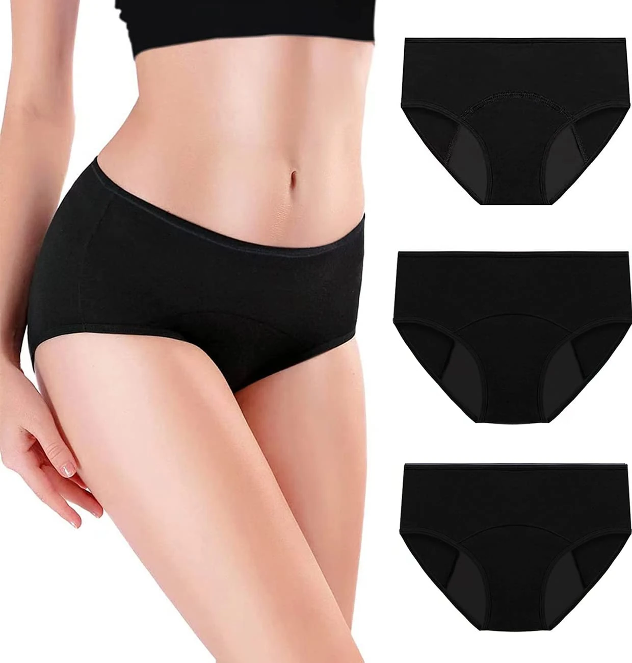 marysgift Womens Knickers Multipack Menstrual Period Briefs Girl Ultra Soft Postpartum Cotton Panties Underwear (G01,L UK 8 10)