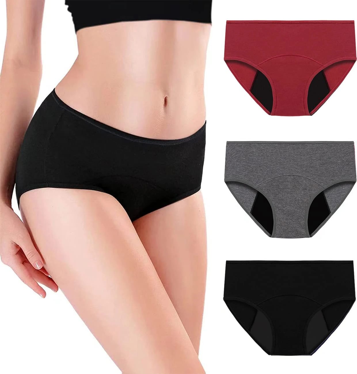marysgift Period Panties Leak Proof Underwear for Women Cotton Protection Menstrual Briefs (G04,L UK 8 10)