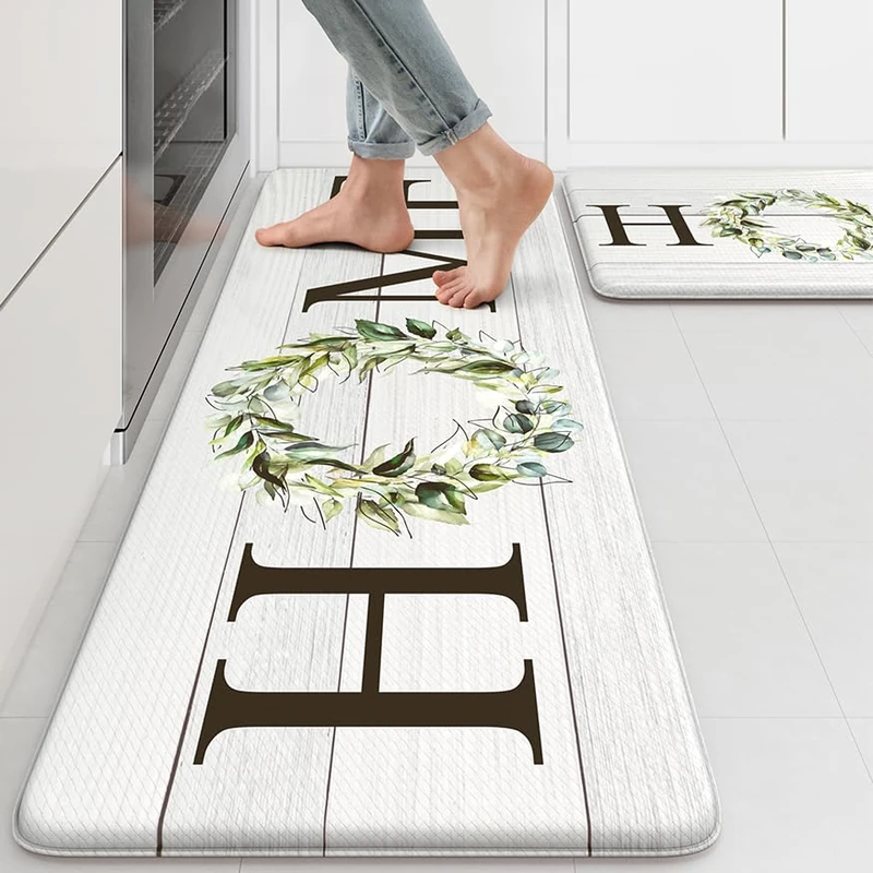 KIMDOE Kitchen Mat 2PCS Anti Fatigue Kitchen Rugs Non-Skid Waterproof Kitchen Floor Mat Cushioned Ergonomic Comfort Standing Mat for Kitchen,Indoor Floors,Office,Laundry,Sink,Home - Image 1