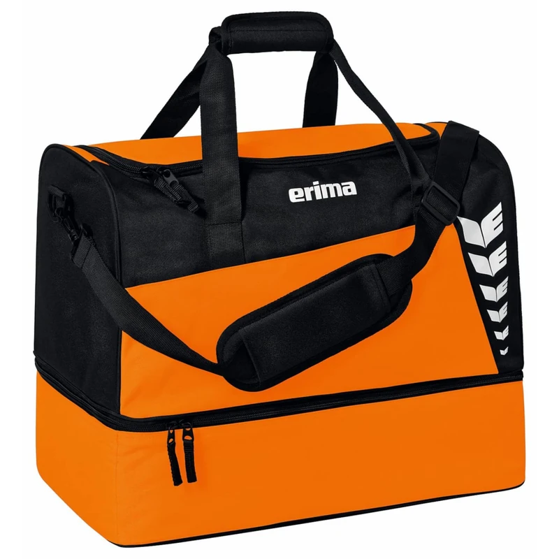 Erima Six Wings Sports Bag with Bottom Compartment, Orange/Black, L