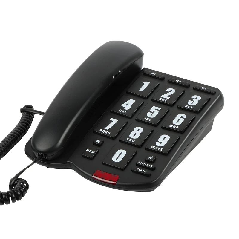 Big Button Telephone with Loud volume, Uvital Landline Phone Support Adjustable Volume and One-Touch Speed Dials, Multifunctional Corded Telephone for Seniors, Home and Front Desk(Black)