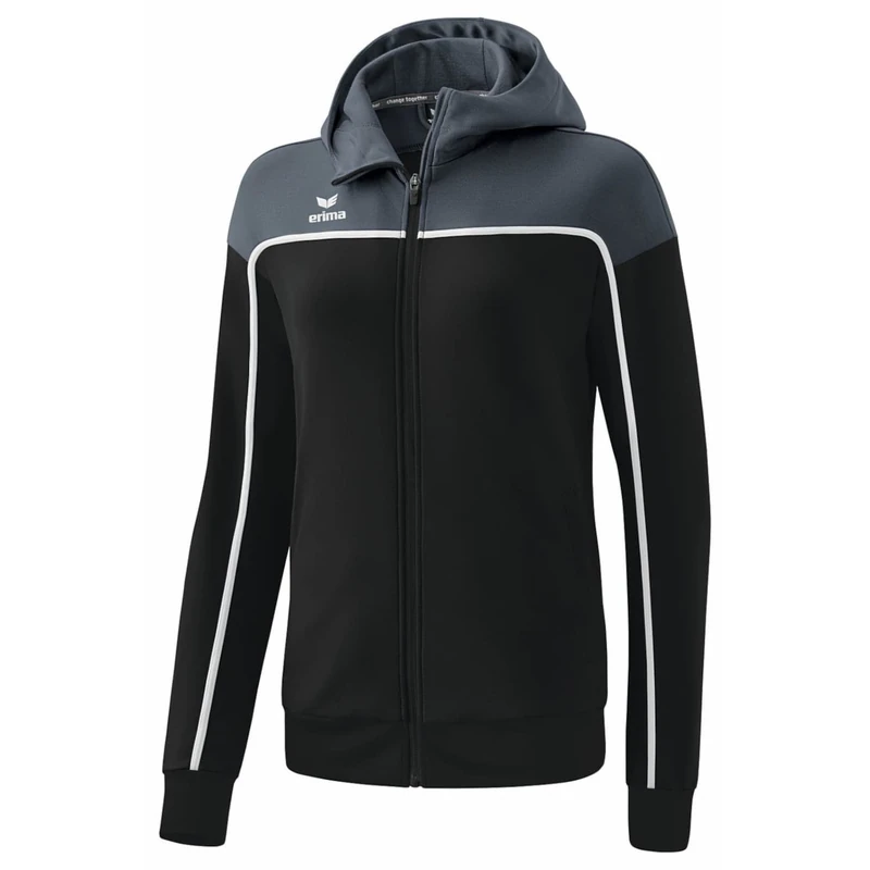 Erima Women's Change Training Jacket with Hood, Black Grey/Slate Grey/White, 42