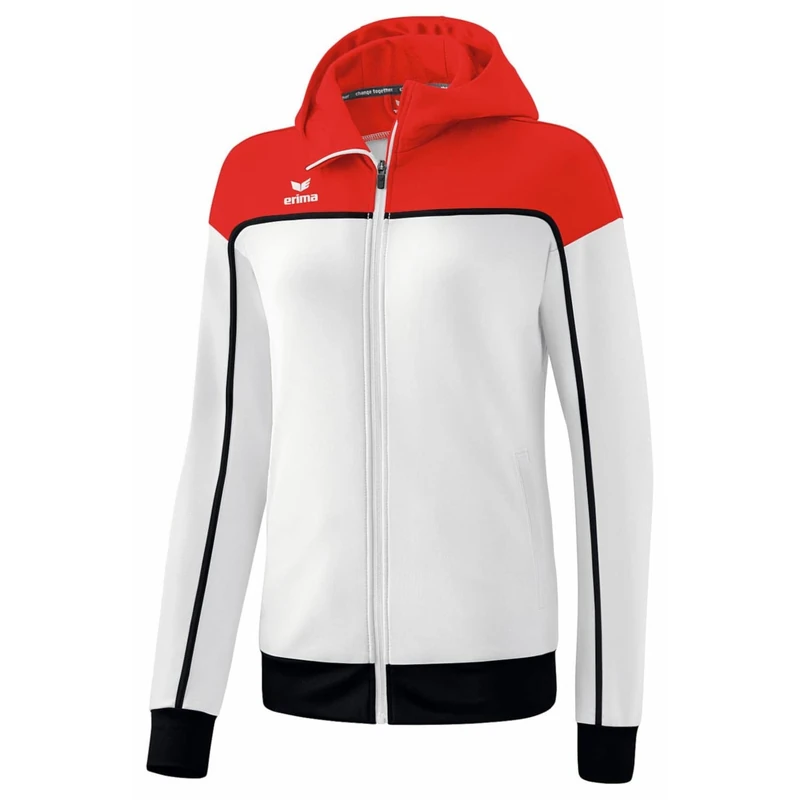Erima Women's Change Training Jacket with Hood, White/Red/Black, 40