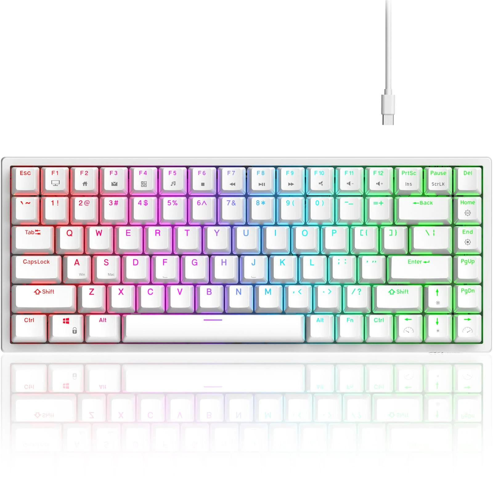 RK ROYAL KLUDGE RK84 Wired RGB 75% Hot Swappable Mechanical Keyboard, 84 Keys Tenkeyless TKL Gaming Keyboard w/Programmable Software and High-Capacity Battery, RK Red Switch