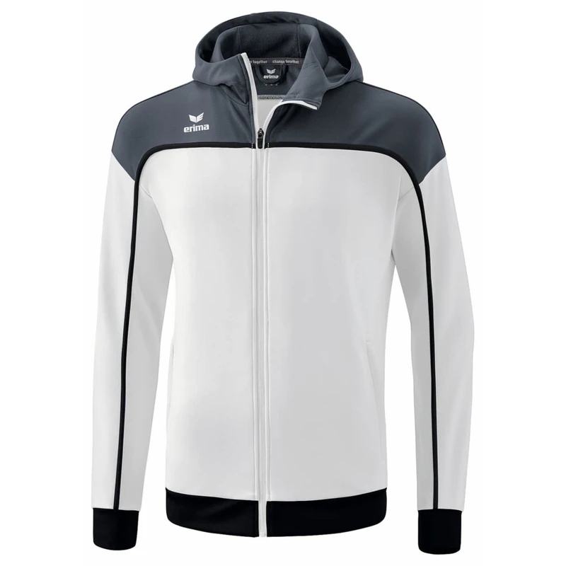 Erima Men's Change Training Jacket with Hood, White/Slate Grey/Black, XL