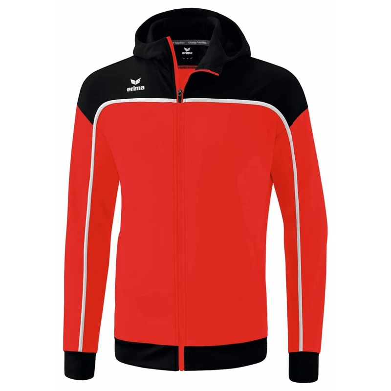 Erima Unisex Kid's Change Training Jacket with Hood, Red/Black/White, 140