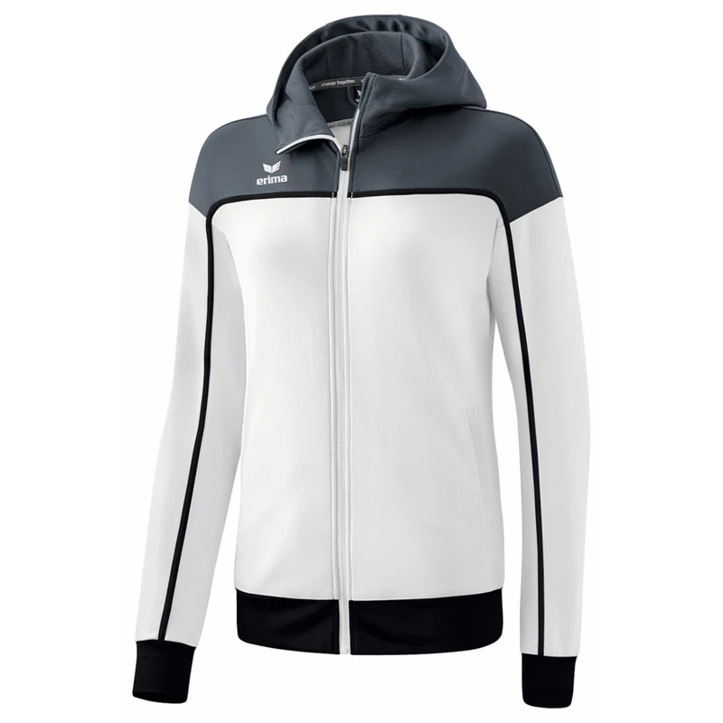 Erima Women's Change Training Jacket with Hood, White/Slate Grey/Black, 44