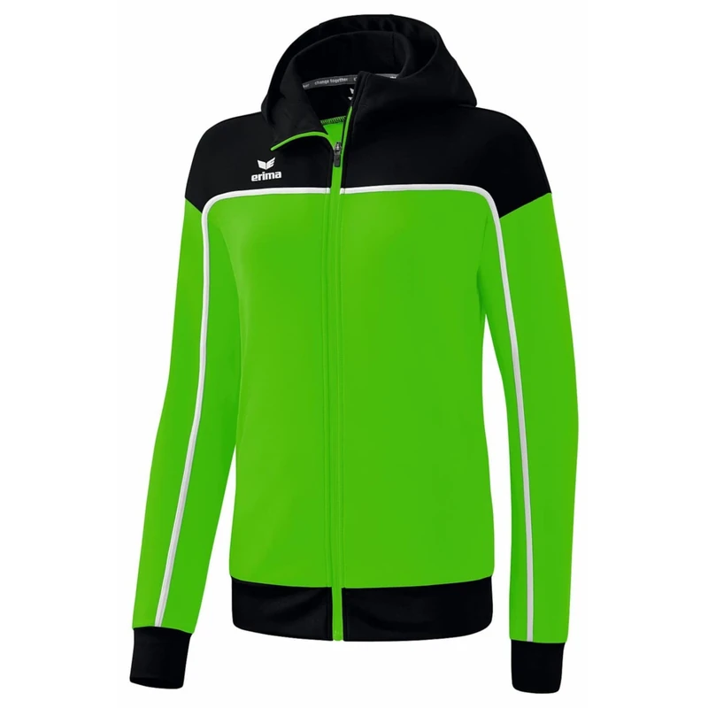 Erima Women's Change Training Jacket with Hood, Green/Black/White, 36