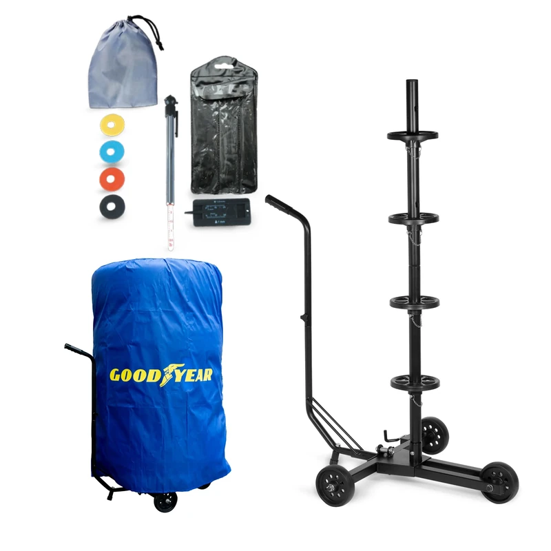 Goodyear 4 Tyre Wheel Rim Trolley Space Saving Contactless Storage with Protective Cover Load Capacity up to 100 kg