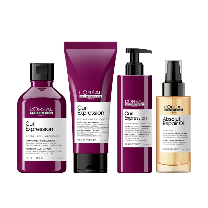 L’Oréal Professionnel Curl Expression Shampoo, Cream, Jelly & Oil, For Curly & Coily Hair, For Hydrated, Defined & Frizz Free Curls