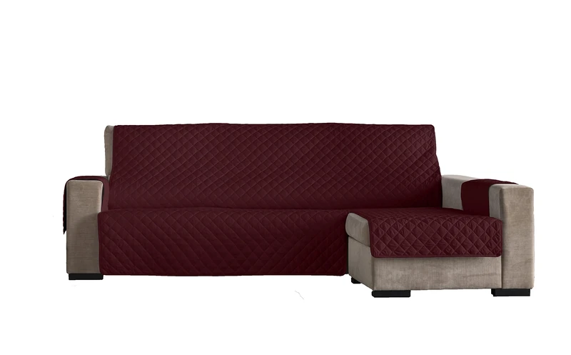Estoralis Eden | Modern Chaise Longue Cover | Red Quilted Fabric | Chaisse Longue 290 cm Right Arm Fabric Size 290 x 255 cm (WxH) | Protector for All Types of Sofas