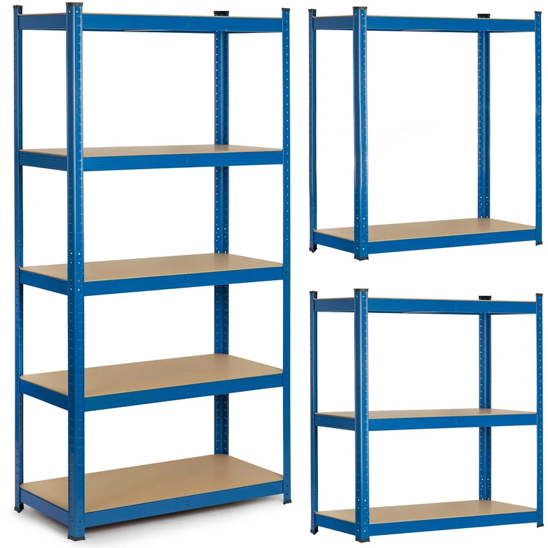 Humberg 4848 Metal Storage Rack, 180 x 90 x 40 cm, Heavy Duty Shelf, Shelf Load 175 kg, Blue, Garage Shelf, Storage Shelf, Boltless Shelving