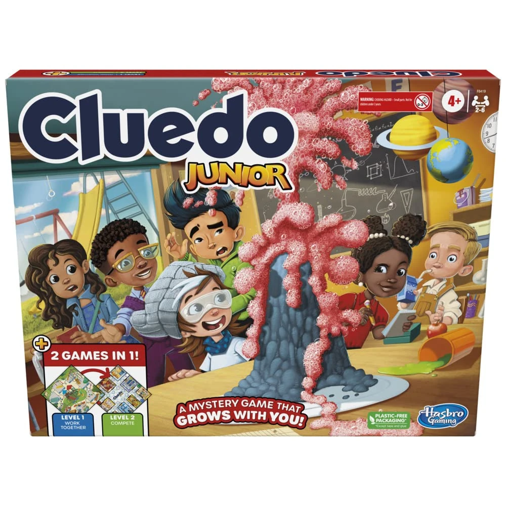 Hasbro Gaming Cluedo Junior Board Game, Reimagined Classic for 2-6 Players, Detective Games for Boys and Girls, 2 in 1 with 2-sided Gameboard, Fun Toy