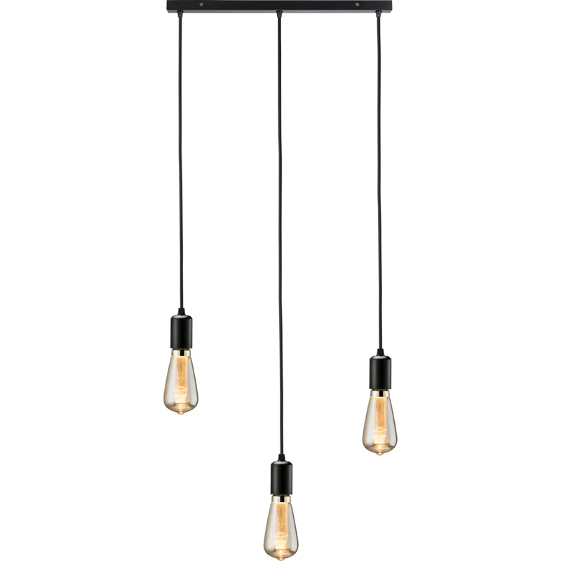 Calla - 230V E27 Contemporary 3 Light Bar Pendant - Matt Black