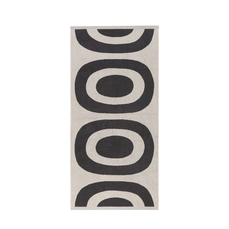 Marimekko Melooni Terry Towel (Anthracite) - Natural Shapes Patterned Bath Towels - 59 x 28 inches