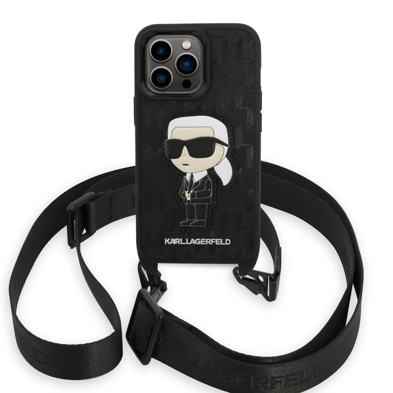 KARL LAGERFELD KLHCP14LSTKMK Case for iPhone 14 Pro 6.1 Inch Black Hard Case Monog
