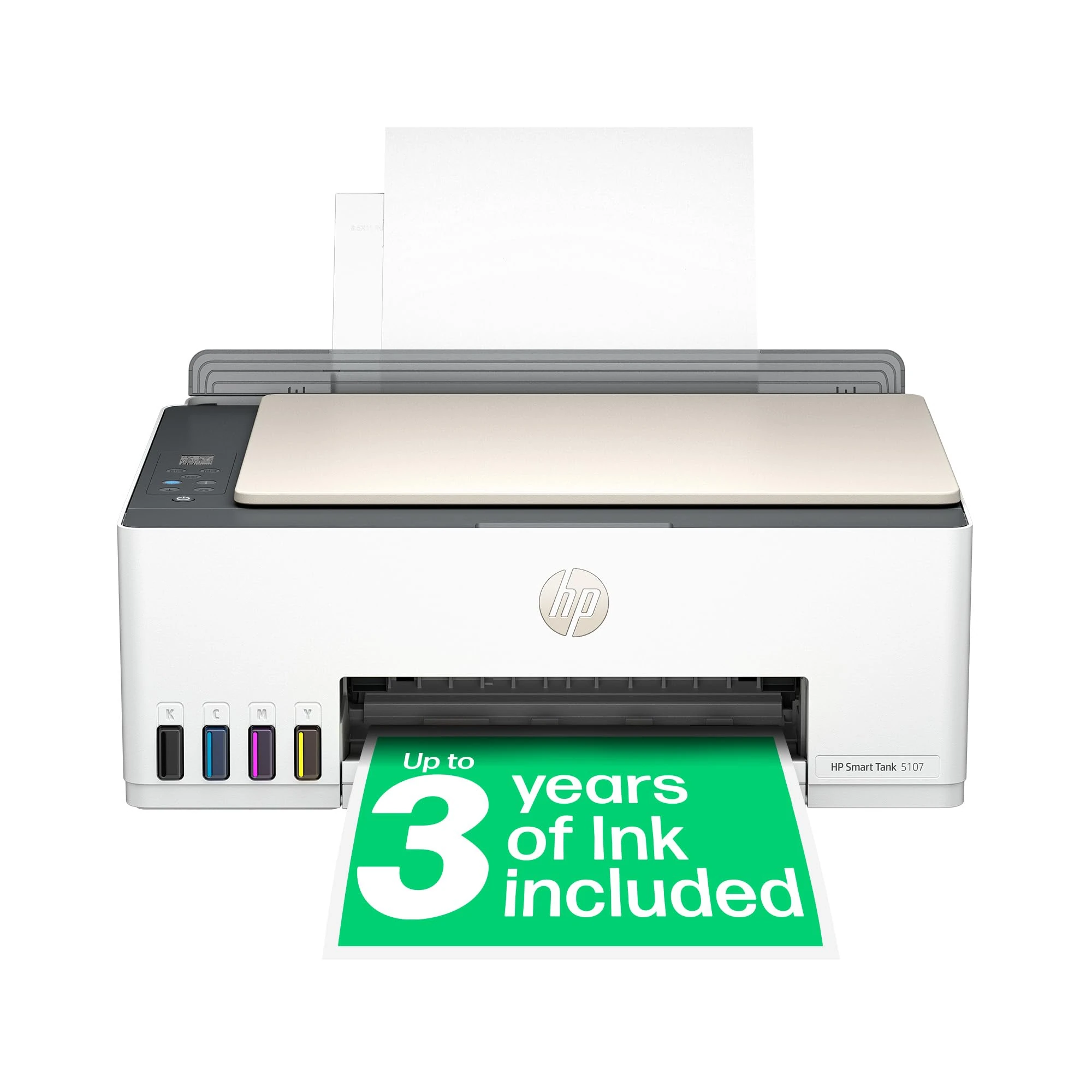 HP Smart Tank 5107 All in One Printer | Perfect for Home | Colour | Wireless | Print, Scan, Copy | Refillable | Includes up to 3 Years of Ink | Smart Buttons | Easy Setup | Reliable Wi-Fi