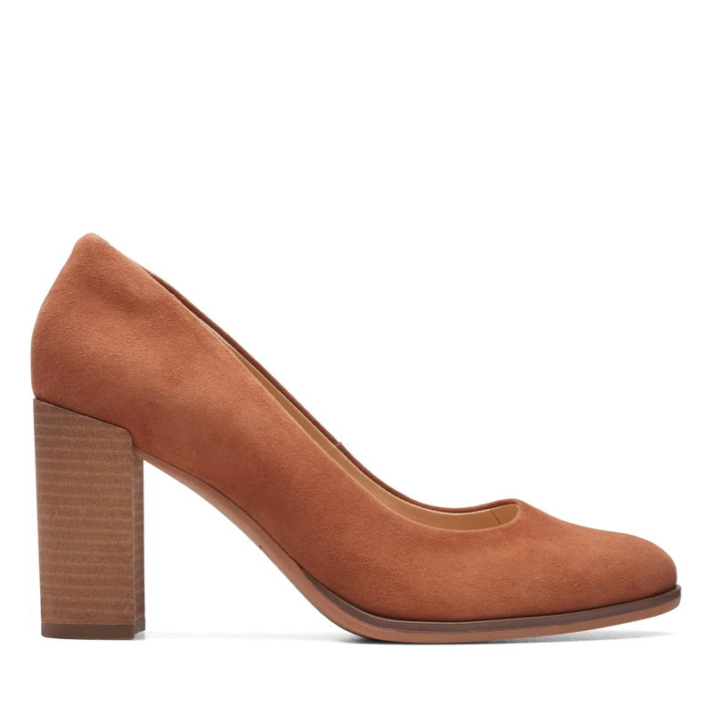 Clarks Women's Freva85 Court Pump, Caramel Suede, 3.5 UK