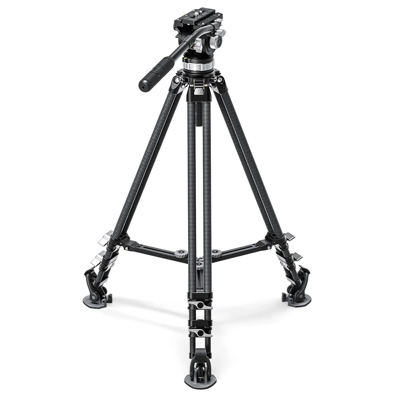 Leofoto - Video tripod - Carbon Tripod For Cameras - Load capacity of 10kg - Extendable Feet - Min. Height of 36,5 cm to a Max. Height of 169 cm - LVC-253C+BV-15
