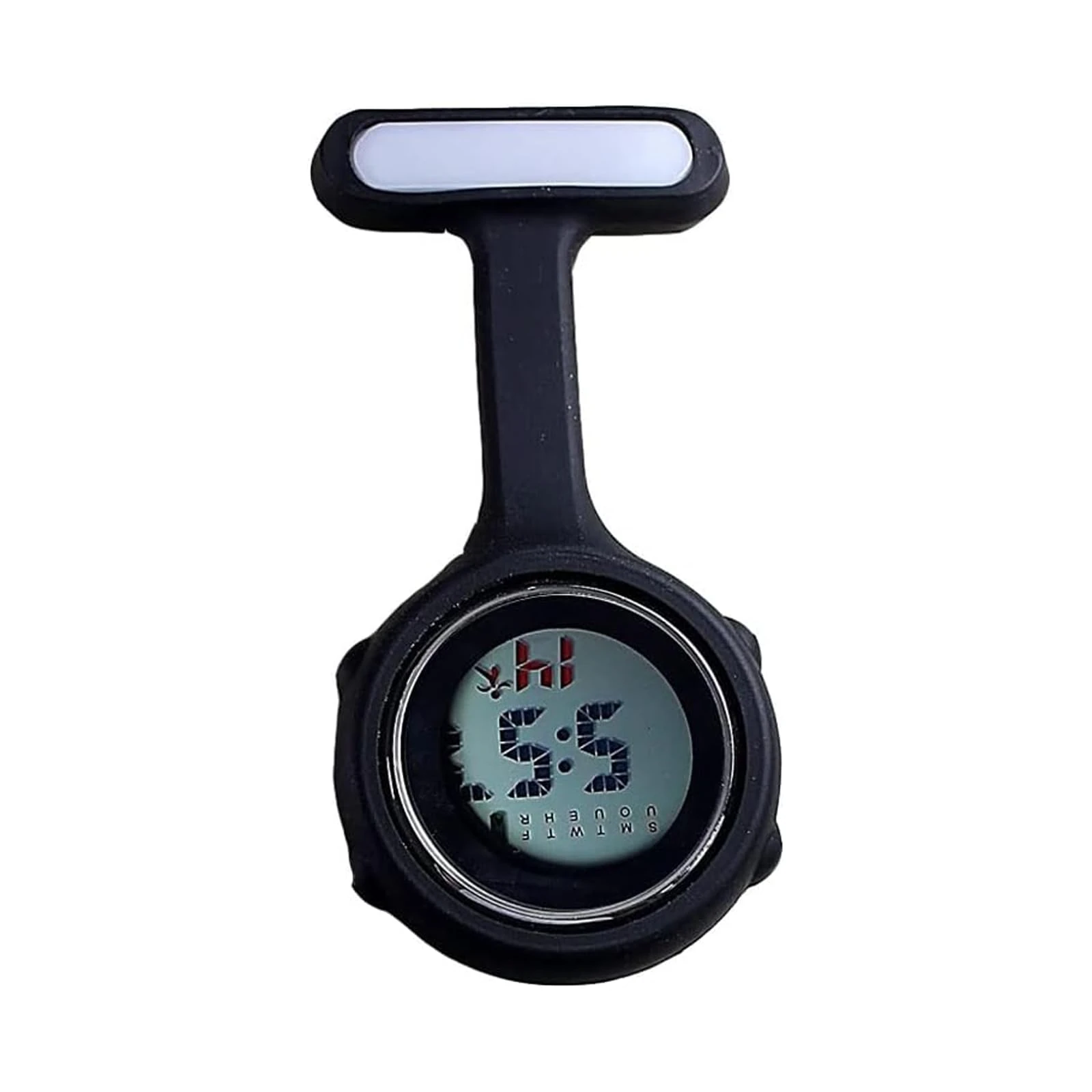 SagaSave Digital Fob Watch, Digital Display Nurse Watch Silent Electronic Luminous with Pin-On for Nurse Doctor Women Men, Black