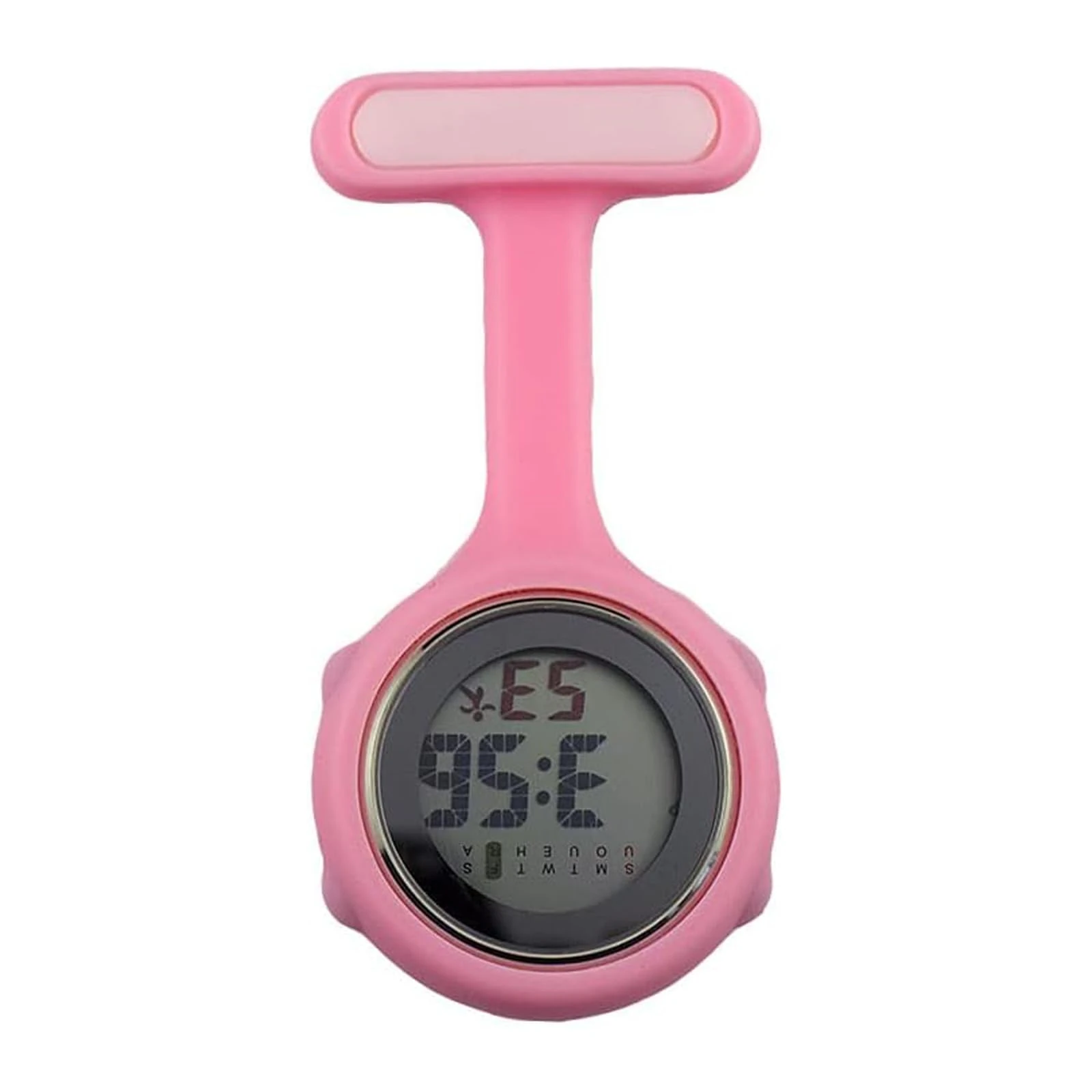 SagaSave Digital Fob Watch, Digital Display Nurse Watch Silent Electronic Luminous with Pin-On for Nurse Doctor Women Men, Pink