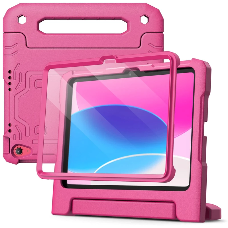 JETech Kids Case for iPad (A16) 11th/10th Generation (2025/2022) with Built-in Screen Protector, Shockproof Full-Body Handle Stand Tablet Protective Cover (Plum)